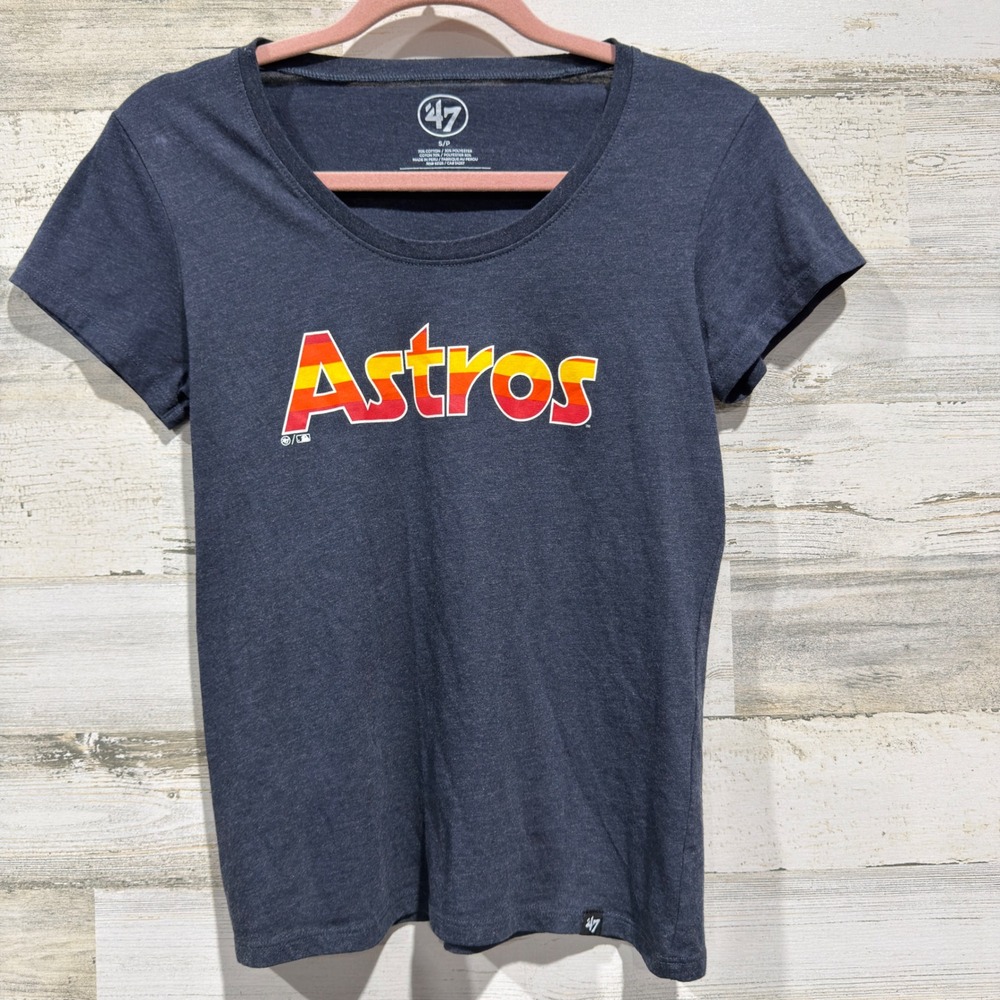 '47 Houston Astros T-Shirt Women Small Navy Rainbow Graphic Sporty EUC